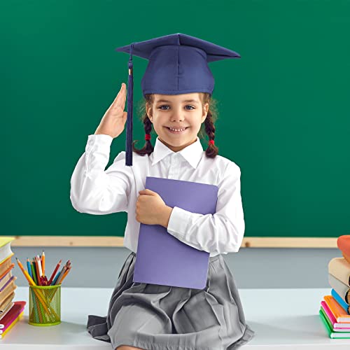 10 Pcs Kids Graduation Caps Bulk With Tassel Preschool Kindergarten Adjustable Size Graduation Hat For Toddler (Navy Blue) #TOP2