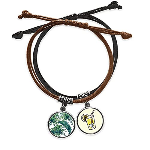 Bracelet heureux vert leaf ciel en corde et cuir pour exprimer votre joie