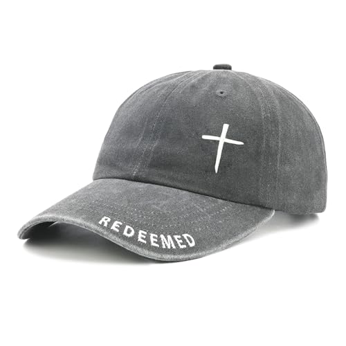 Sunlark Jesus Baseball Cap for Men Women Religious Gifts for Christians Curved Brim Cap Embroidered 3 Nail Cross Hat Grey