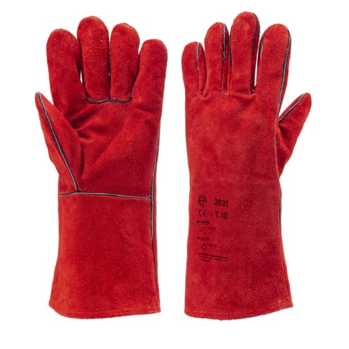 Genérico - Par de guantes soldador de piel de 330 mm de protección de alta temperatura