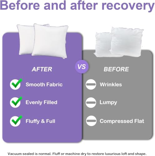 Wuuyuef 26x26 Pillow Inserts Set of 1 – Hypoallergenic Square Euro Pillow Insert, Oeko-TEX Certified Virgin Fiber Filling, Machine Washable by Wuuyuef - Used condition - Image 8