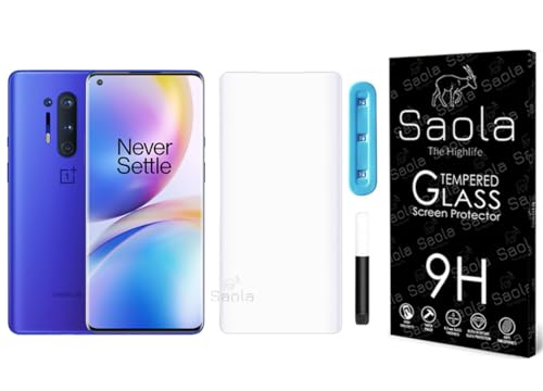 Image of Saola Curved UV Tempered Glass For OnePlus 8 Pro. Comes With UV Light & Glue For Finest Pasting. Edge To Edge Protection With Case Friendly Fit. (Pack Of 1)