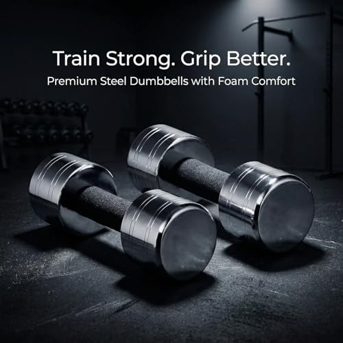 Image of Kizlo Pair of Steel Dumbbells(2.5KG - 10KG) Fixed Weight Dumbbell, Home Gym For Men And Women (Silver, 2.5KG X 2PCS)