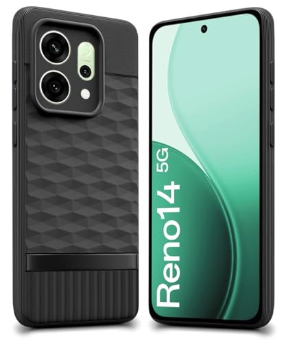Image of WOW IMAGINE Silicone Back Cover for Oppo Reno 14 5G with Hexa Cube Design (Black)