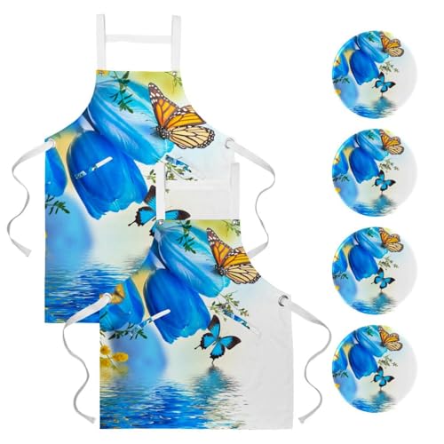 Tablier de cuisine pour le nettoyage de la maison au motif printanier coloré