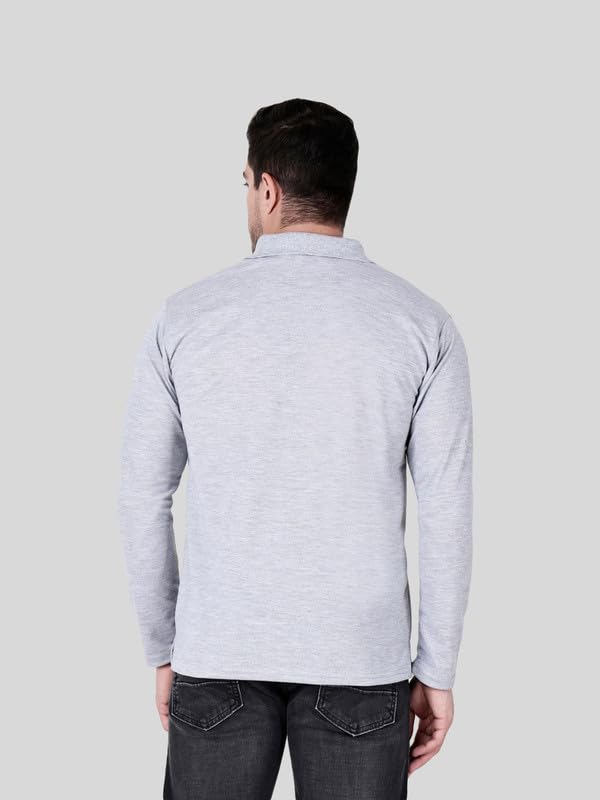 Image of Full Sleeve Men's Polo T-Shirt | Regular Fit, Soft & Breathable Cotton Blend Fabric | Classic Polo Collar, Casual & Office Wear | Available in Sizes M to 6XL, Multiple Colors