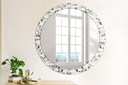 Miroir Rond Original Solution Murs Vides | Cadre en Verre Graphique Triangles 90cm - 5