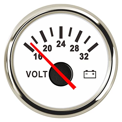 SENEHGMLP(売店) 52mmゲージ8-16ボルト16-32ボルトの車の電圧の海洋電圧計ボルトボルトボルトボルトゲージメーターのためのメーター 自動車用電圧計(16-32V WS)