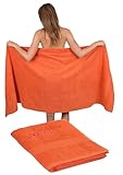 Betz 2 Stück Saunatücher Saunatuch Set Größe 80x200 cm XXL Sauna Handtuch Weich Groß Frottee France 100% Baumwolle Farbe: orange