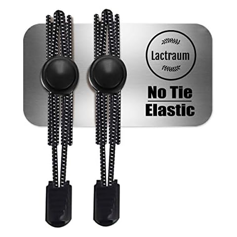 Lactraum Elastic Shoelaces, No Ties, Quick Release Quick Lacing System for Children, Athletes and Adults, black, One Size Cover