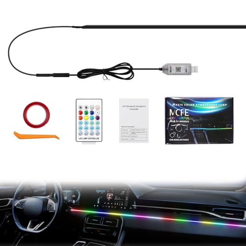 Illuminazione LED ambientale per auto, striscia luminosa decorativa 110cm con 168 LED, 16 milioni di colori & 210 effetti dinamici, controllo app, modalità ritmo musicale - Regalo perfetto