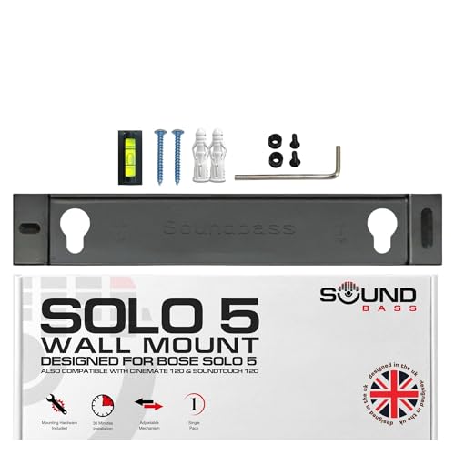 Sound bass Solo 5 Wandhalterung für Bose Solo 5 Soundbar, Kompatibel mit der Series II Soundbar Solo 2, Komplettset mit allem Montagematerial, Entworfen in Großbritannien