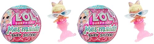 L.O.L. Surprise! Mermaids Baby Sisters - Mit Farbwechselnden Schwänzen, Überraschungsauswahl, Enthält 1 Puppe mit Niedlichen Accessoires, Sammle alle 8 Puppen, für Kinder ab 4 Jahren (Packung mit 2)