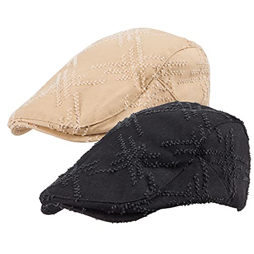 Image of LADYBRO 2-Pack Unisex Flat Cap Newsboy Hats for Men Women Casual Adjustable