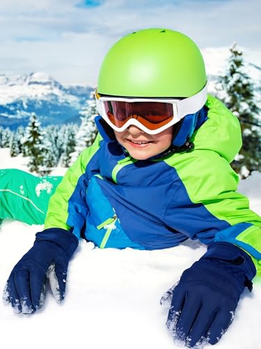 Image of SATINIOR 2 Pairs Kids Waterproof Winter Snow Gloves Ski Gloves for Boy Girl Outdoor Warm Thickening Snowboard