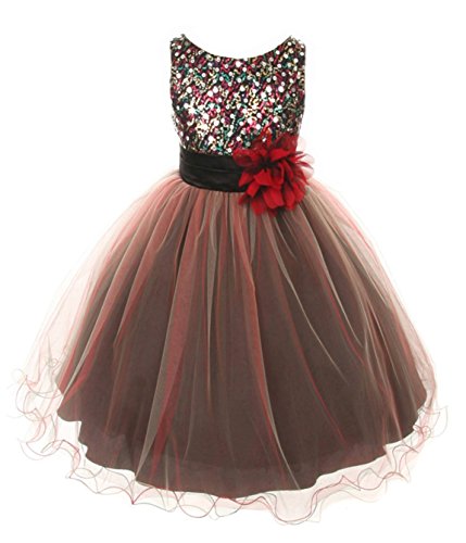 Absolutely Beautiful Sequined Bodice With Double Tulle Skirt Party Flower Girl Dress #TOP7