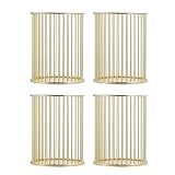 Bofanze 4 Pezzi Portapenne Metallo Oro Portapenne Rotondo da Scrivania Porta Pennelli Dorato Porta Pennelli Make up Portapenne Multifunzione per Pennelli da Trucco, Matite, Spazzolini da Denti