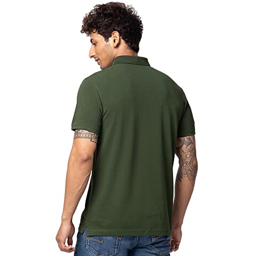 Image of Spykar Polo Collar Half Sleeves Cotton Blend Slim Fit T-Shirt for Men