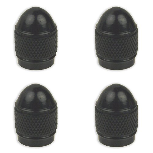 Set of 4 Non-Rust Aluminum Tire Valve Caps - Black