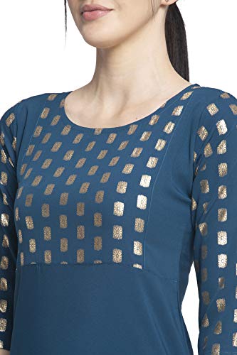 Image of Women's Crepe Skinny Kurta (ABC4039 Turquoise XXL)