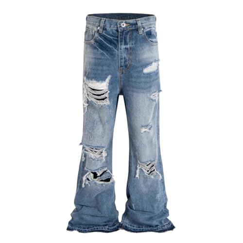 Streetwear Ripped Jeans Men Hip Hop Wide Leg Denim Pants Male Vintage Jeans