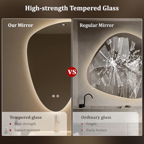 Image of WallBeyond LED Bathroom Mirror with Lights, 20 x 31 Inch Led Bathroom Vanity Mirror for Wall, Anti Fog Mirror for Bathroom, 3 Colors and Dimmable Light