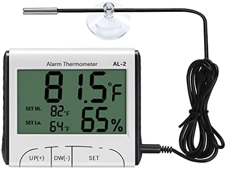 LXSZRPH Reptile Thermometer Hygrometer with High Low Temperature Alarm Digital Aquarium Thermometer with Hook and Loop Temperature Humidity Meter Gauge for Terrariums, Vivariums, Reptile Tanks (1)