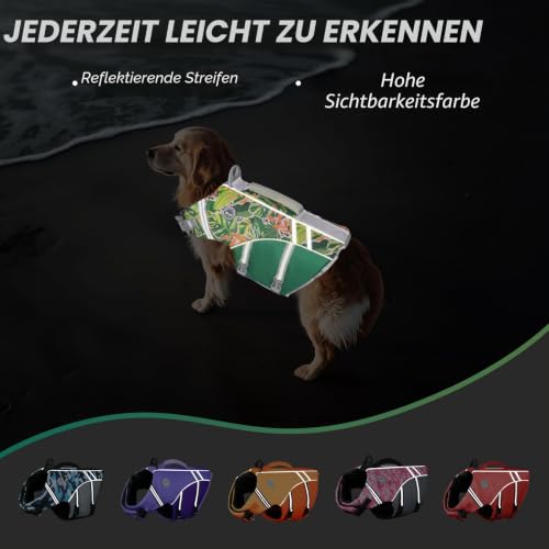 VIVAGLORY Hunde Schwimmweste Sports Style Hundeschwimmweste, L, Grün