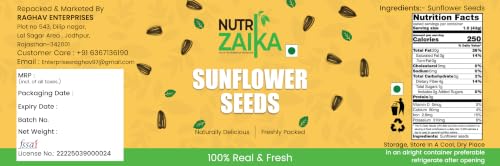 Image of NUTRIZAIKA Premium Sunflower Seeds 1kg | Vitamin E Rich Super Seeds | High Fibre | Perfect for Snacking, Salads, Oats Topping & Seed Cycling Source of Iron | Healthy Protein Snack for Diet Food