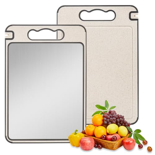 Tabla de cortar doble cara acero inoxidable y PP con ranura