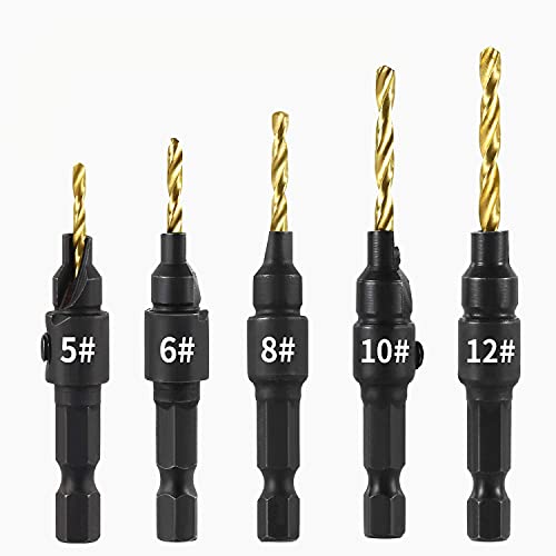 Xnrtop Woodworking Tool Countersink Drill Bit Set 1/4 Inch Hex Shank Power Tools Accessories for Plastic Me…