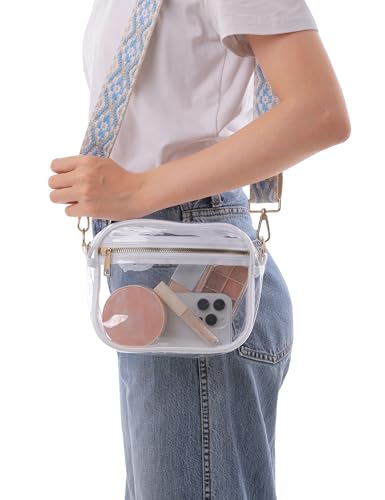 Image of Fibrdoo Clear Bag Stadium Approved, Leather Clear Crossbody Purse Bag for Concerts Sports Events Festivals