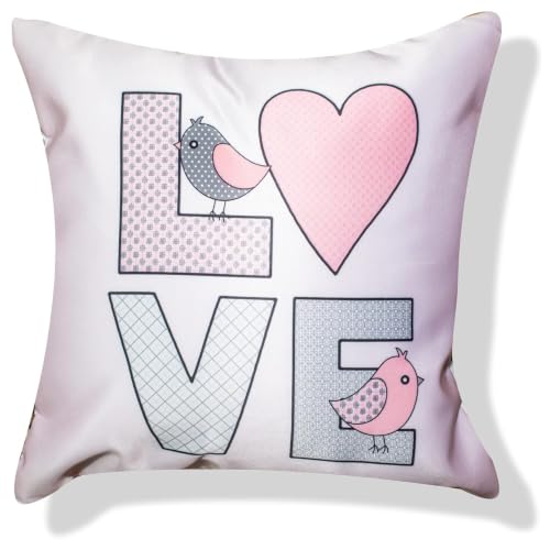 Image of Decorative Satin Sofa Cushion Covers Set of 5, 16 x 16 Inches, Multicolor Floral Printed Pillow Covers for Living Room, Bedroom, Couch & Sofa, Soft Glossy Fabric, Zipper Closure