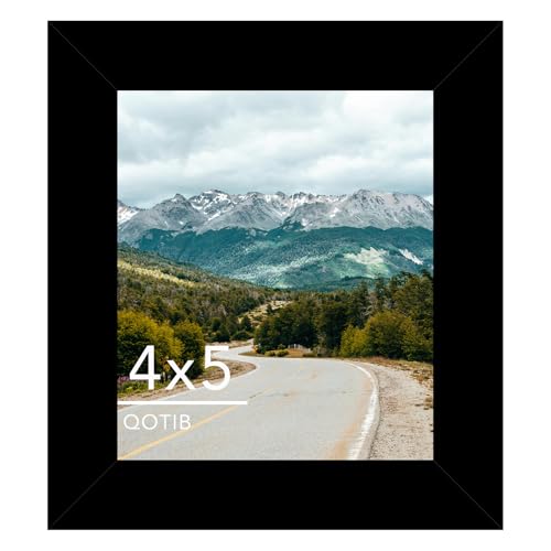 QOTIB 4x5 Picture Frame Black for Wall Hanging or Tabletop, Wood 4 x 5 Frame Photo Frame for Wall Horizontally or Vertically, Black, 1 Pack