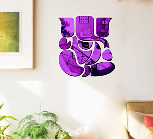 Image of Bikri Kendra - Ganesha Purple 3D Acrylic Decorative Mirror Wall Sticker for Decor in Hall, Bedroom, Kitchen-Self-Adhesive