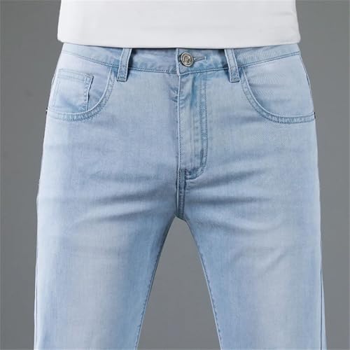 Men's Lyocell Soft Slim Jeans Summer Thin Straight Business Casual Trousers2
