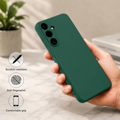 Image of Back Cover for Samsung Galaxy S25 Plus 5G | Full Camera Protection | Premium Liquid Silicon Case | Flexible Bumper Case for Samsung Galaxy S25 Plus 5G (Green)