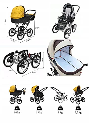 Lux4Kids Retro Kinderwagen Nature One Luftreifen Weide geflochten Weidenkorb Powder Kiss 06 2in1 ohne Babyschale