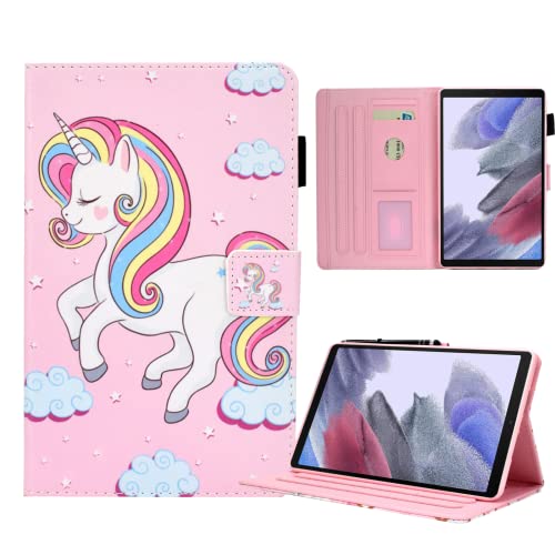 KEROM Samsung Galaxy Tab A7 Lite Hülle 8.7'' (SM-T220/T225/T227), PU Leder Case Stoßfest Schutzhülle mit Stand Funktion für Samsung Galaxy Tab A7 Lite 8.7 Zoll, Einhorn Cover