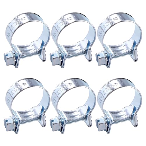 YYIGVMO 6 Pezzi 18-20 mm Mini Fascette Stringitubo, Fascette per Tubi di Iniezione di Carburante Zincate, Regolabile Fascette Stringitubo, per Tubo del Carburante, Tubo di Scarico
