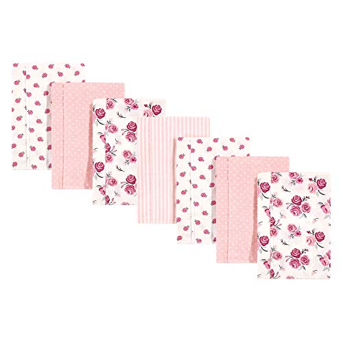 Image of Hudson Baby Unisex Baby Cotton Flannel Burp Cloths, Cream Rose, One Size