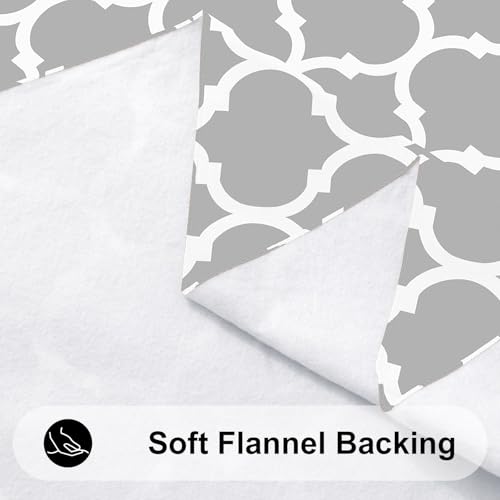 Image of Smiry Rectangle Table Cloth, Flannel Backed Vinyl Tablecloth, 60 inchx120 inch | Waterproof Plastic Tablecloths, Wipeable Table Cover for Dining, Indoor and Outdoor (Light Grey)