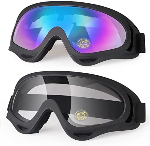 LMAVAG ATV Goggles Dirt Bike Goggles Motorcycle Motocross Goggles Riding Off-Road Goggles Racing MX Bike Goggles UV400 Anti-Fog Impact-Resistant Dustproof Goggles Kids Youth Adults Men Women 2 Pack