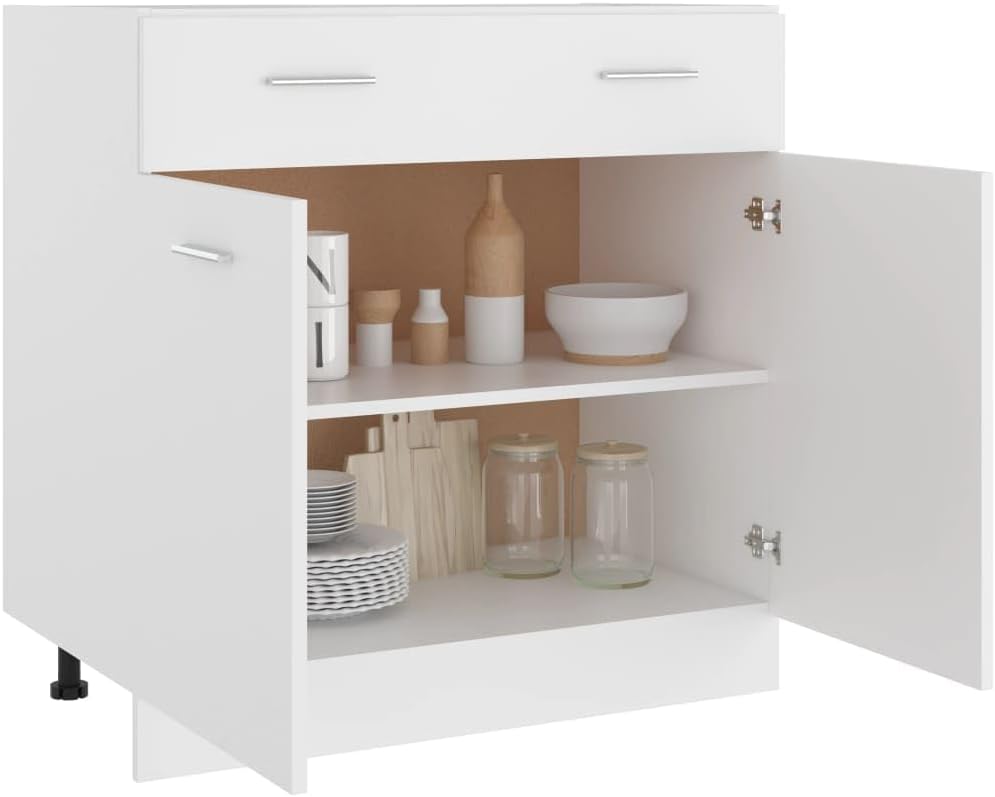 vidaXL ホワイト チップボード キッチンキャビネット 80 x 46 x 81.5 cm