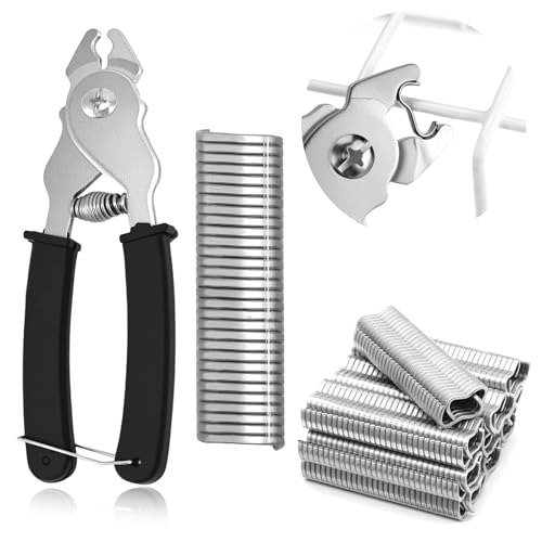 Pince à saucisse avec 1200 clips et pinces de clôture, fixations pour fil, convient pour matelas, voiture, coussins, canapés, clôtures, cages pour animaux...