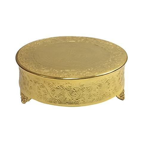 GiftBay 22 inch Round Gold Wedding Cake Stand, Hand Crafted, Embossed, Durable Build Cover