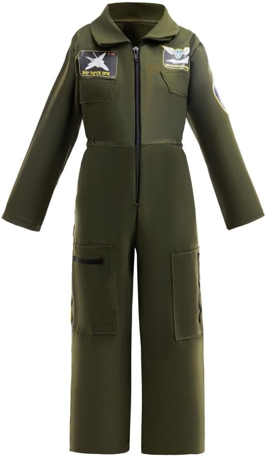 Dressy Daisy Boys Fighter Pilot Costume Air Force Jumpsuit Kids Howleen Dress Up Career Pretend Day Play Outfit 5-12 Years