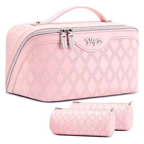 BOYATU Travel Makeup Bag Organizer: 3 Pcs Cosmetic Bag Set for Women Pink