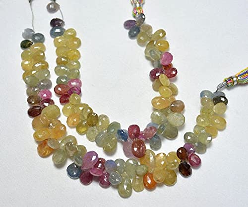 Multi sapphire gemstone beads cut pear shape pour création de bijoux artisanaux - 2