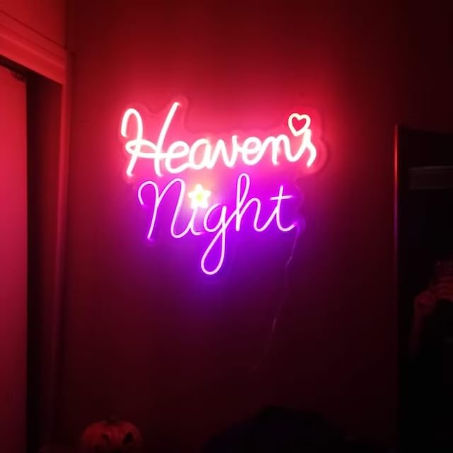Custom Heaven's Night Neon Sign, Custom Neon Sign LED Light for Bedroom Home Decor Game Room Neon Sign Personalized Gift Do Us Party Lighting Decor (12V Plug)